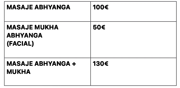 Precios yoga abhyanga en Madrid